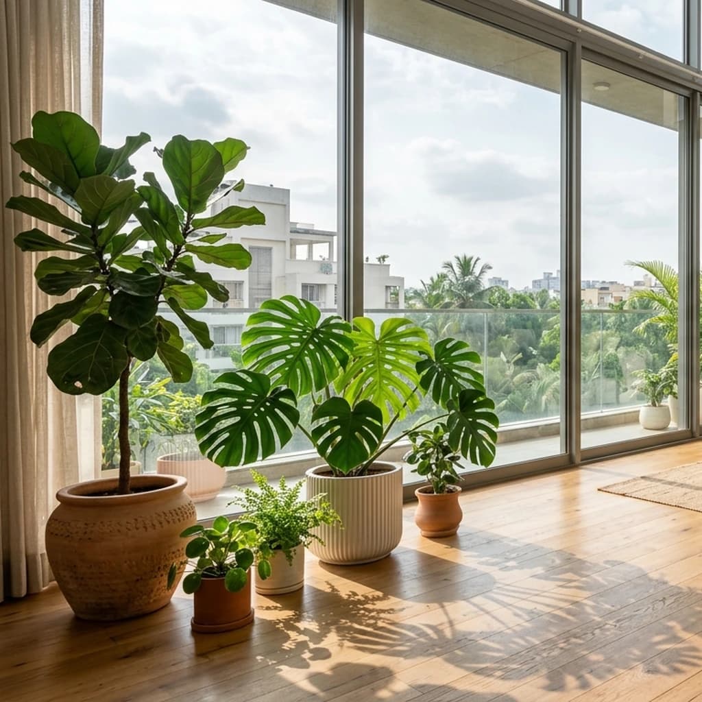 Sunlight direction and room dimensions analysis for healthy plant growth