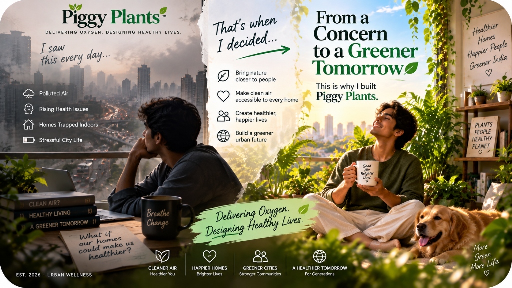 Piggy Plants — From a Concern to a Greener Tomorrow. Why I built Piggy Plants: Delivering Oxygen. Designing Healthy Lives.